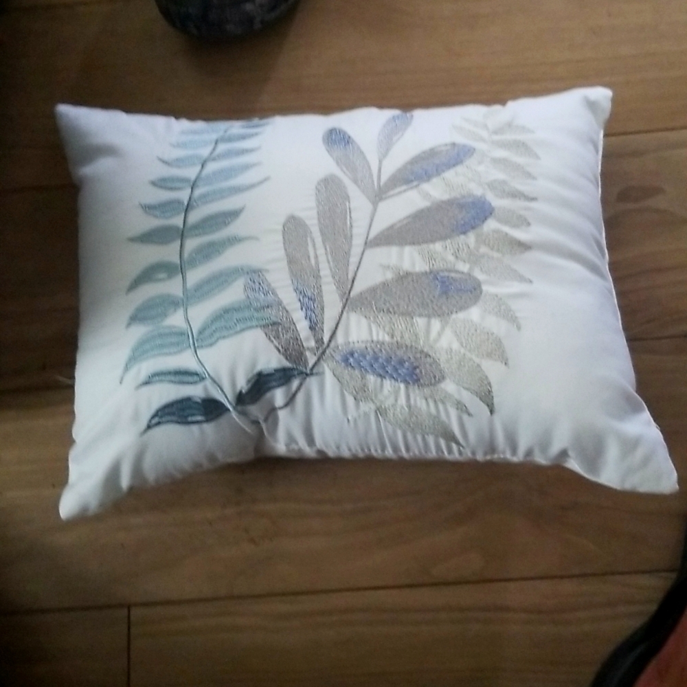 White Embroidered Accent Throw Pillow